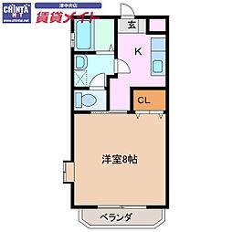 ティアラ町屋 1Kの間取図画像