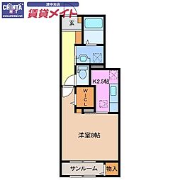 ヒカルサ 津上浜 1Kの間取図画像