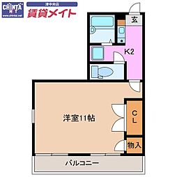パレスショーワ 1Kの間取図画像