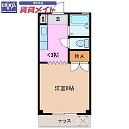 ハイツ千里 1Kの間取図画像