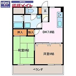 メゾンソレイユ 2DKの間取図画像