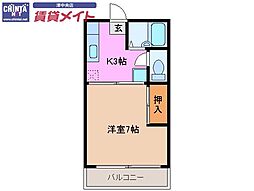 アクティブシティC棟 1Kの間取図画像