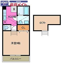 トップハウス長岡 1Kの間取図画像