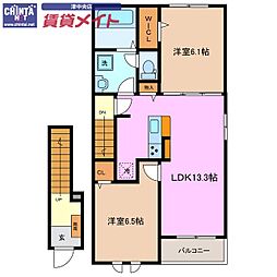 マレノワール桜橋 2LDKの間取図画像