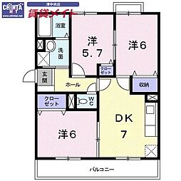 サーフサイドサンシャインS棟 3DKの間取図画像