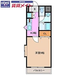 マンション芸濃 1Kの間取図画像