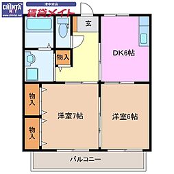ルミネ高松 2DKの間取図画像