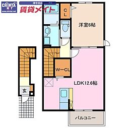 カトレア 1LDKの間取図画像
