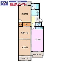 臼井マンション 3DKの間取図画像