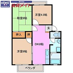 ハイツオクヤマA 3DKの間取図画像
