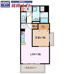 エムズフィオレ 1LDKの間取図画像