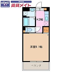 カンパネラ久居 1Kの間取図画像