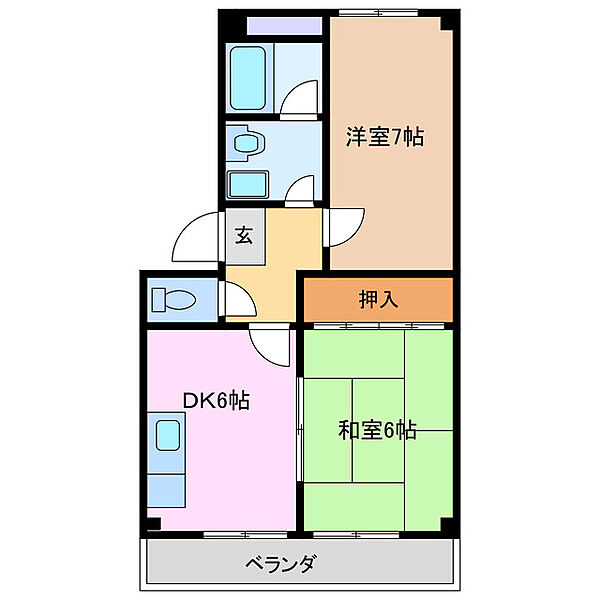 エスポアヒルズ 203｜三重県鈴鹿市稲生４丁目(賃貸マンション2DK・2階・44.88㎡)の写真 その2