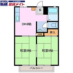 プチロワール 2DKの間取図画像