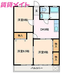 コーポ山形 3DKの間取図画像