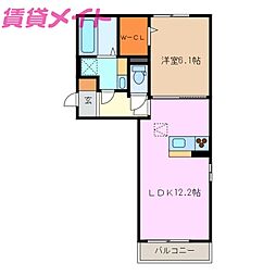 ラ・フロレゾンA 1LDKの間取図画像