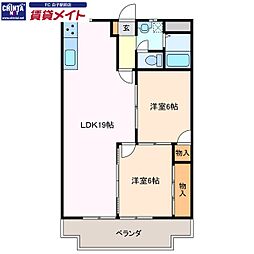 ウッドン・ビレッジ 2LDKの間取図画像