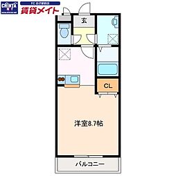 グレートアドバンスB ワンルームの間取図画像