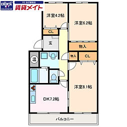 フィオーレマキ 3DKの間取図画像