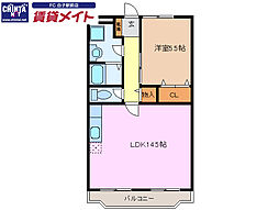 ハミングバード2 1LDKの間取図画像