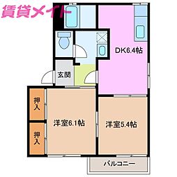 サンライズ21B 2DKの間取図画像