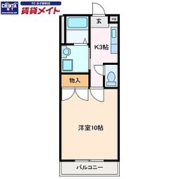 グランド・マーキー 1Kの間取図画像