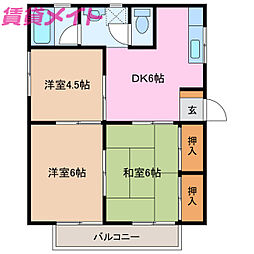 ジョイフルハイツ 3DKの間取図画像