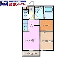 シーサイドウエスト 1DKの間取図画像
