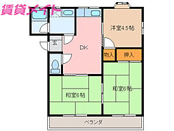 大野アパート 3DKの間取図画像