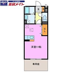 ボヌールアビテD ワンルームの間取図画像