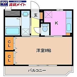 リリー 1Kの間取図画像