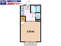 エチュディアン 1Kの間取図画像
