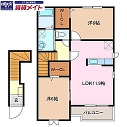 セレーノスパッツィオ1B 2LDKの間取図画像