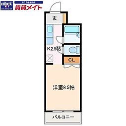 ジョイフル江島 ワンルームの間取図画像