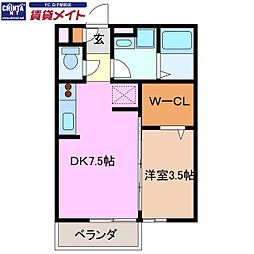 シーサイドイースト 1DKの間取図画像