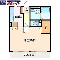 SPACE-KBEACH 1Kの間取図画像