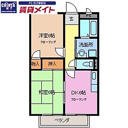 メゾン花月 2DKの間取図画像