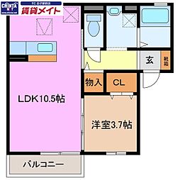 サードニックス 1LDKの間取図画像