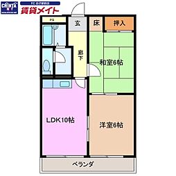 コーポラス須賀 2DKの間取図画像