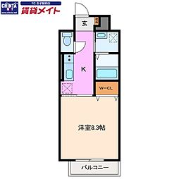 セントリバーヒルズ神戸 1Kの間取図画像
