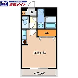 ウッドベルタワー ワンルームの間取図画像