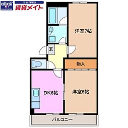 エスポアヒルズ 2DKの間取図画像