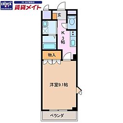 プチバイオレット 1Kの間取図画像