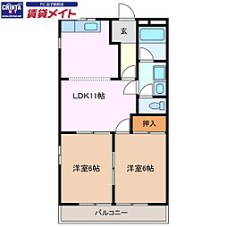 ブラウンヒルズ 2LDKの間取図画像