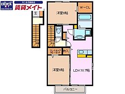ルージュパントB 2LDKの間取図画像