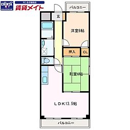 クレセント桜島 2LDKの間取図画像
