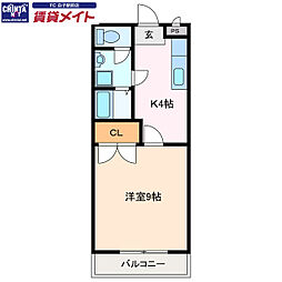 ウッドン.ビレッジ3 1Kの間取図画像