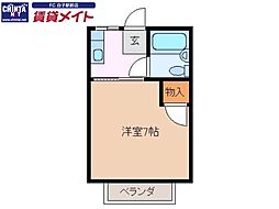 ハッピーハイム 1Kの間取図画像