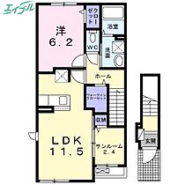 ｋｕｋｕｎａ　Ａ　（ククナ）  ｜ 三重県伊勢市御薗町新開（賃貸アパート1LDK・2階・50.96㎡） その2