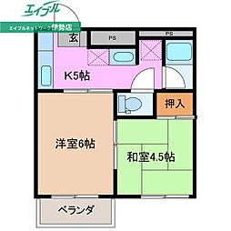 ヴィラ・ローズガーデン 2Kの間取図画像